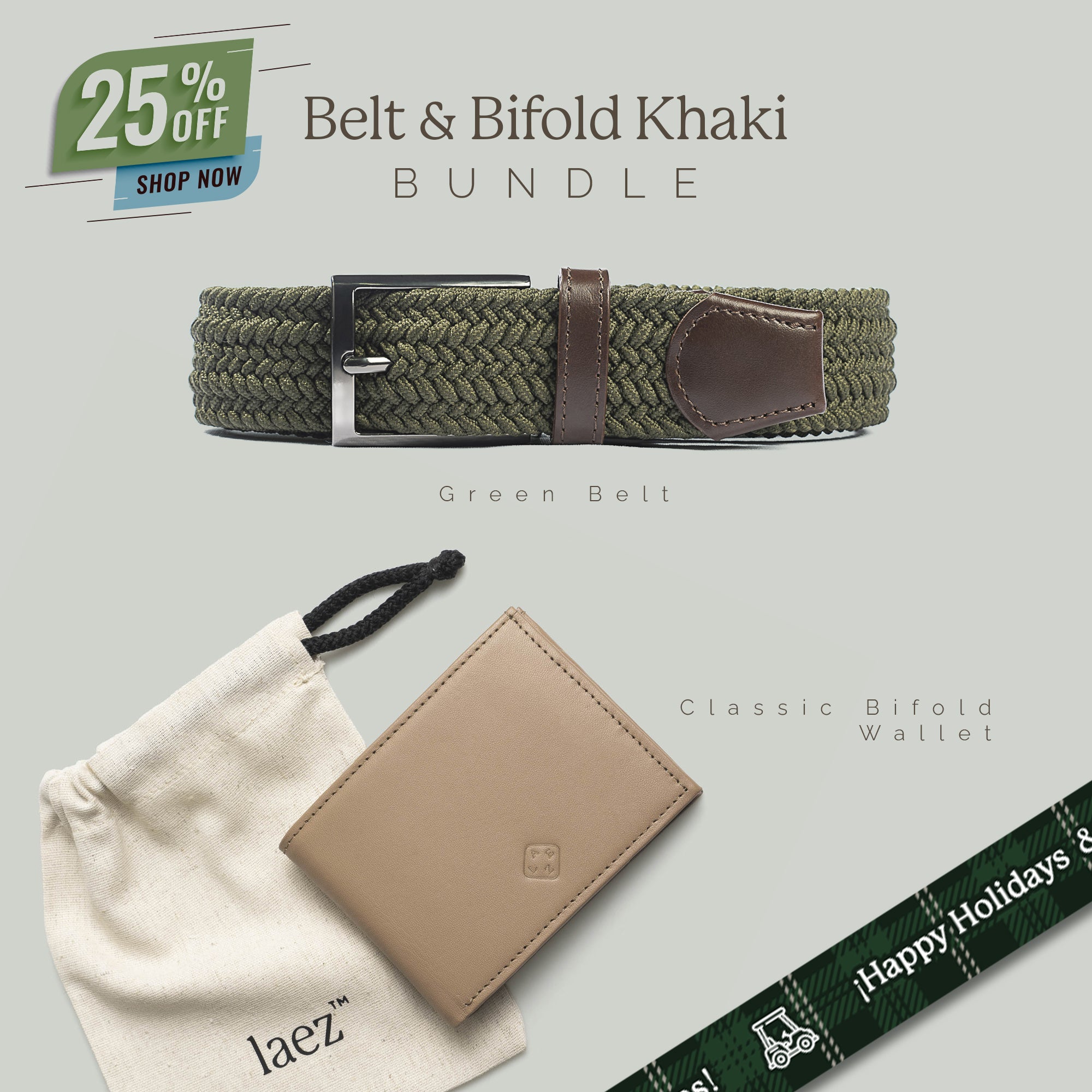 Belt & Bifold Khaki Set 