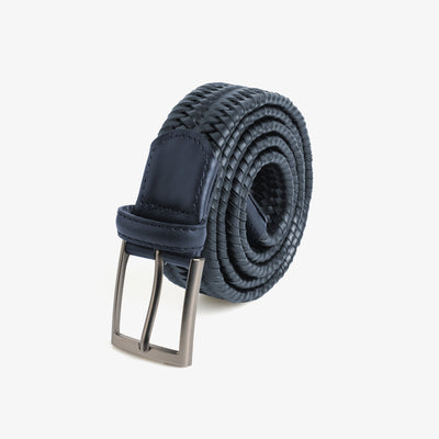 Blue Leather Braided Belt