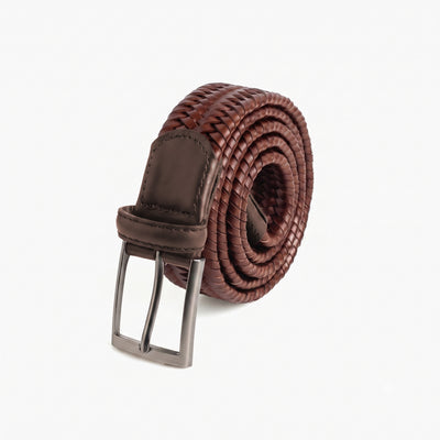 Cognac Leather Braided Belt