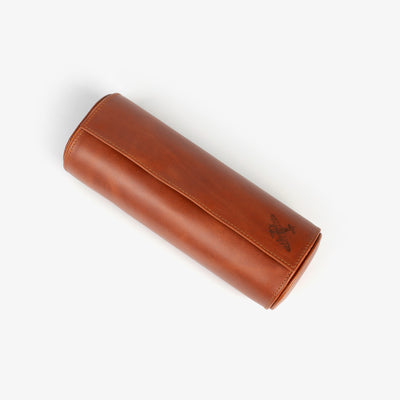 Leather Travel Watch Roll Cognac
