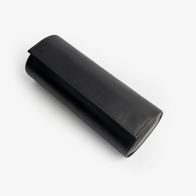 Leather Travel Watch Roll Black