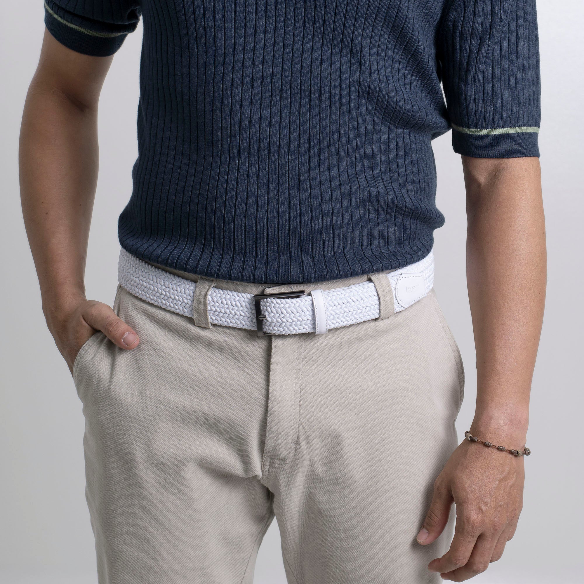 mens white golf belt